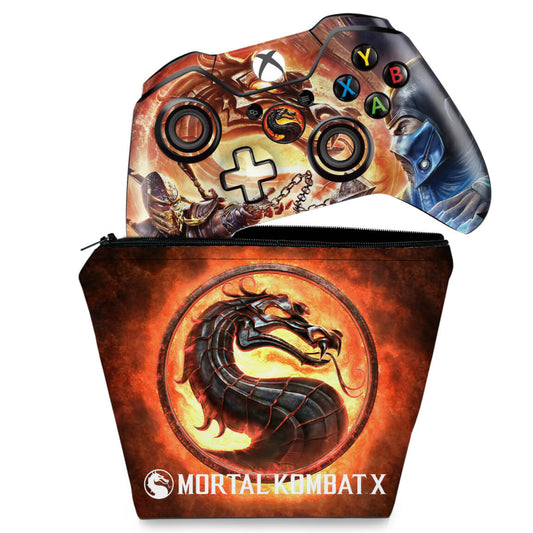 KIT Capa Case e Skin Anti-Rage Xbox One Fat Controle - Mortal Kombat