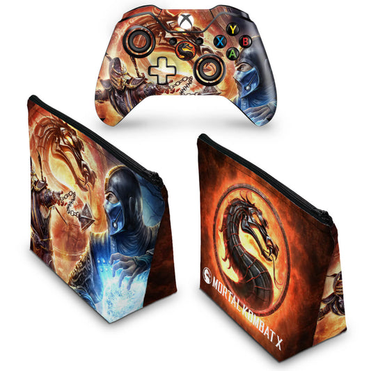 KIT Capa Case e Skin Anti-Rage Xbox One Fat Controle - Mortal Kombat