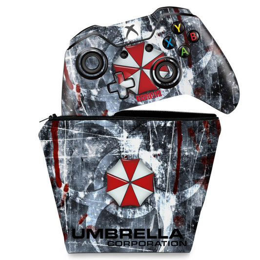 KIT Capa Case e Skin Anti-Rage Xbox One Fat Controle - Resident Evil