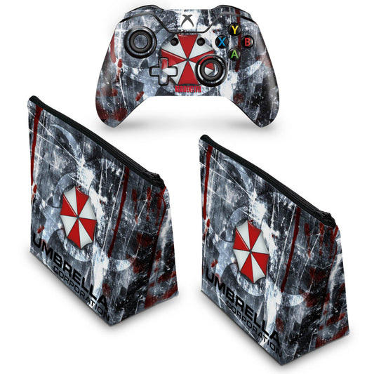 KIT Capa Case e Skin Anti-Rage Xbox One Fat Controle - Resident Evil