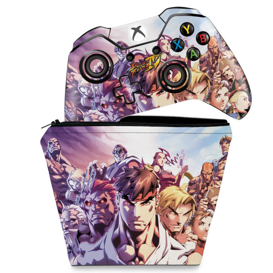 KIT Capa Case e Skin Anti-Rage Xbox One Fat Controle - Street Fighter