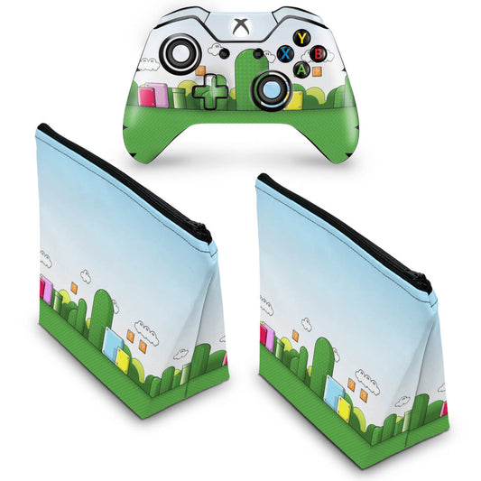 KIT Capa Case e Skin Anti-Rage Xbox One Fat Controle - Super Mario