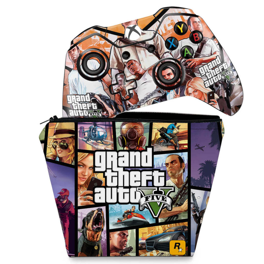 KIT Capa Case e Skin Anti-Rage Xbox One Fat Controle - GTA V