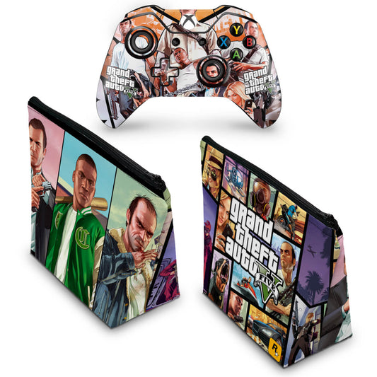 KIT Capa Case e Skin Anti-Rage Xbox One Fat Controle - GTA V