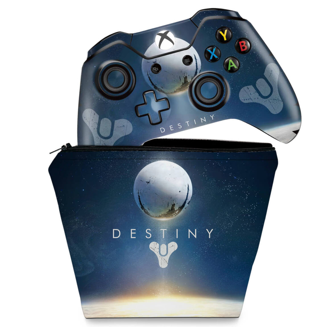 KIT Capa Case e Skin Anti-Rage Xbox One Fat Controle - Destiny