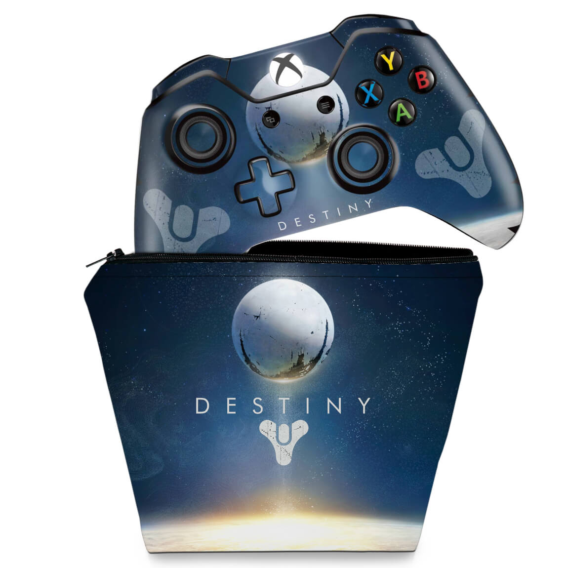 KIT Capa Case e Skin Anti-Rage Xbox One Fat Controle - Destiny