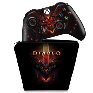 KIT Capa Case e Skin Anti-Rage Xbox One Fat Controle - Diablo