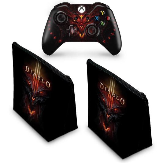KIT Capa Case e Skin Anti-Rage Xbox One Fat Controle - Diablo