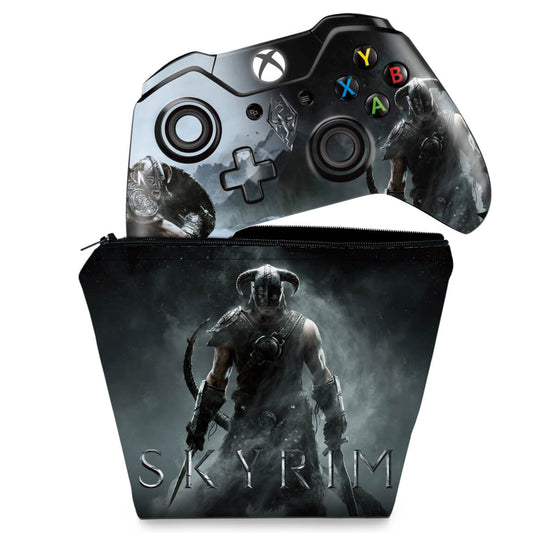KIT Capa Case e Skin Anti-Rage Xbox One Fat Controle - Skyrim