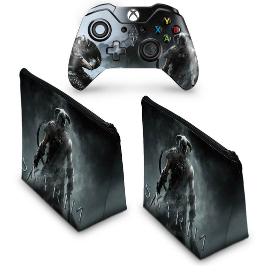 KIT Capa Case e Skin Anti-Rage Xbox One Fat Controle - Skyrim