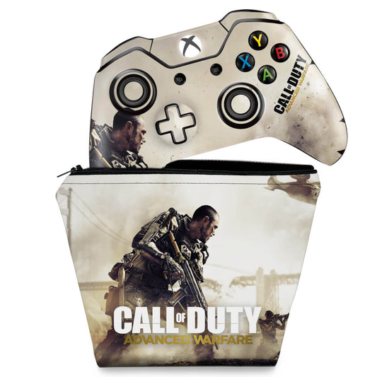 KIT Capa Case e Skin Anti-Rage Xbox One Fat Controle - Call of Duty Advanced Warfare