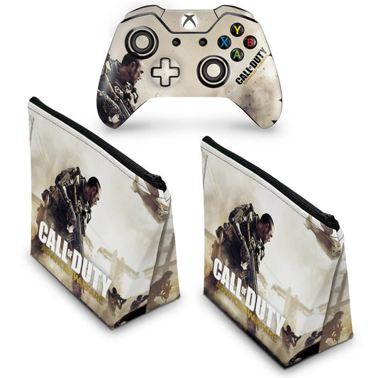 KIT Capa Case e Skin Anti-Rage Xbox One Fat Controle - Call of Duty Advanced Warfare