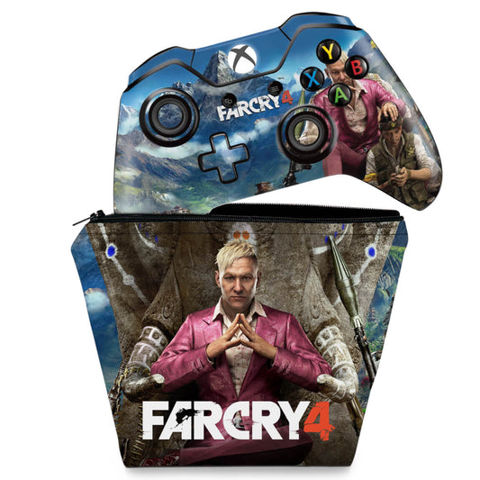 KIT Capa Case e Skin Anti-Rage Xbox One Fat Controle - Far Cry 4