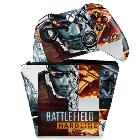 KIT Capa Case e Skin Anti-Rage Xbox One Fat Controle - Battlefield Hardline