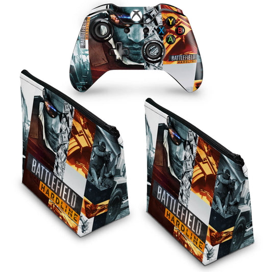 KIT Capa Case e Skin Anti-Rage Xbox One Fat Controle - Battlefield Hardline