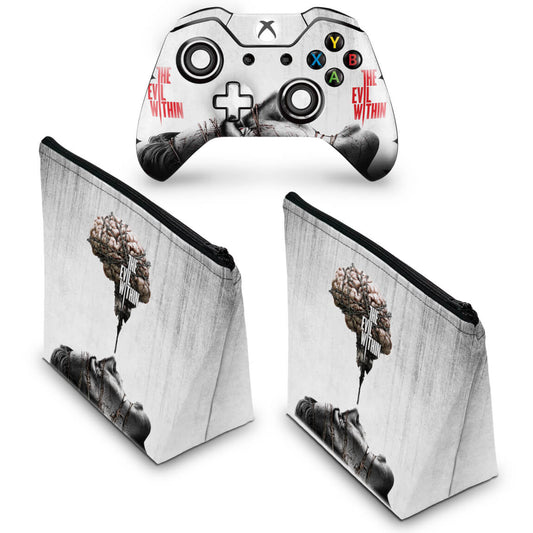 KIT Capa Case e Skin Anti-Rage Xbox One Fat Controle - The Evil Within