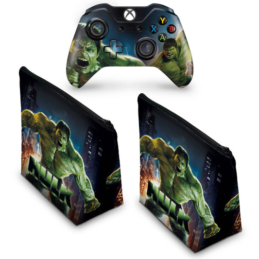 KIT Capa Case e Skin Anti-Rage Xbox One Fat Controle - Hulk
