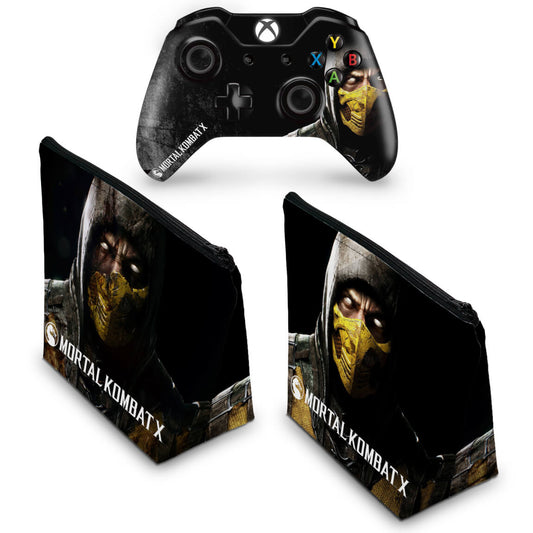 KIT Capa Case e Skin Anti-Rage Xbox One Fat Controle - Mortal Kombat X