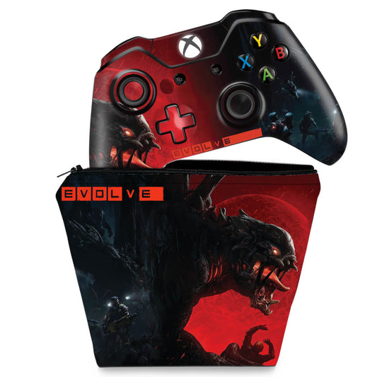 KIT Capa Case e Skin Anti-Rage Xbox One Fat Controle - Evolve