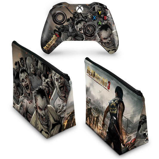 KIT Capa Case e Skin Anti-Rage Xbox One Fat Controle - Dead Rising 3