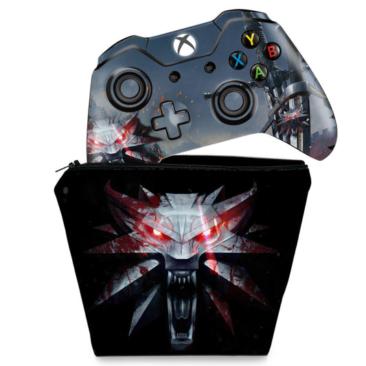 KIT Capa Case e Skin Anti-Rage Xbox One Fat Controle - The Witcher 3 #A