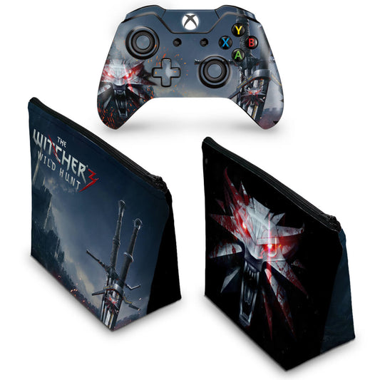KIT Capa Case e Skin Anti-Rage Xbox One Fat Controle - The Witcher 3 #A
