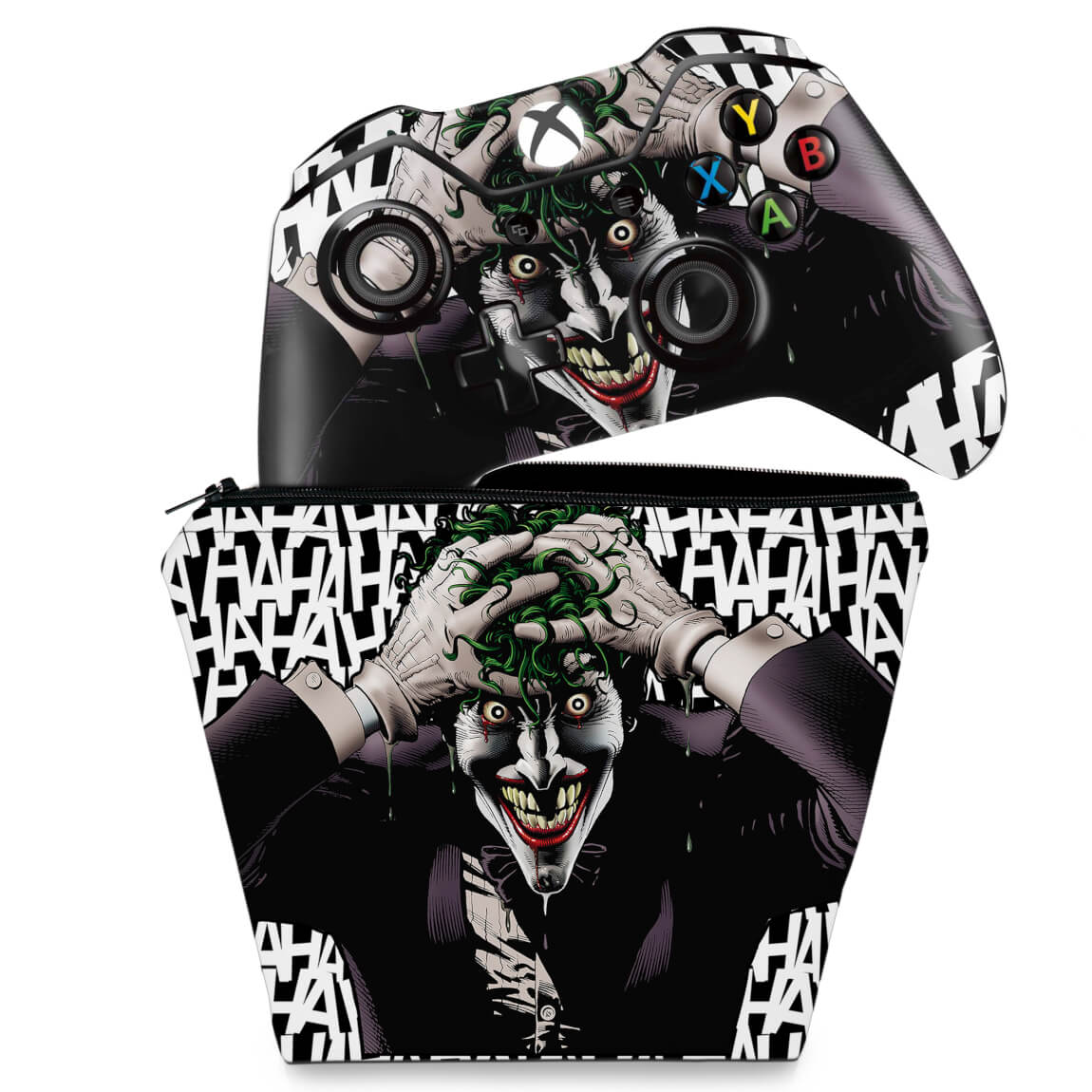 KIT Capa Case e Skin Anti-Rage Xbox One Fat Controle - Joker Coringa Batman