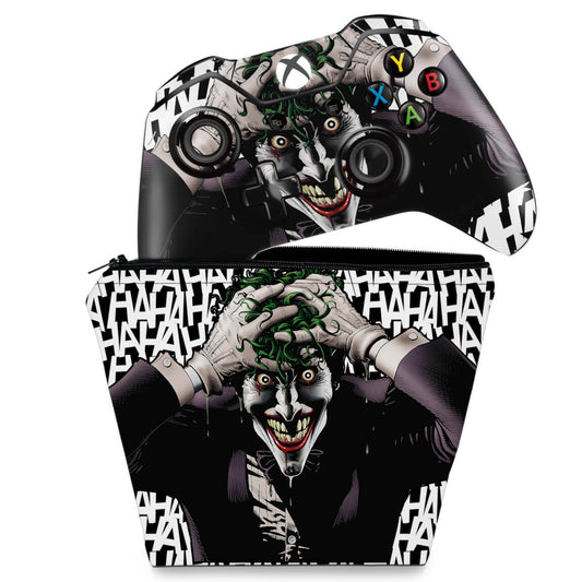 KIT Capa Case e Skin Anti-Rage Xbox One Fat Controle - Joker Coringa Batman