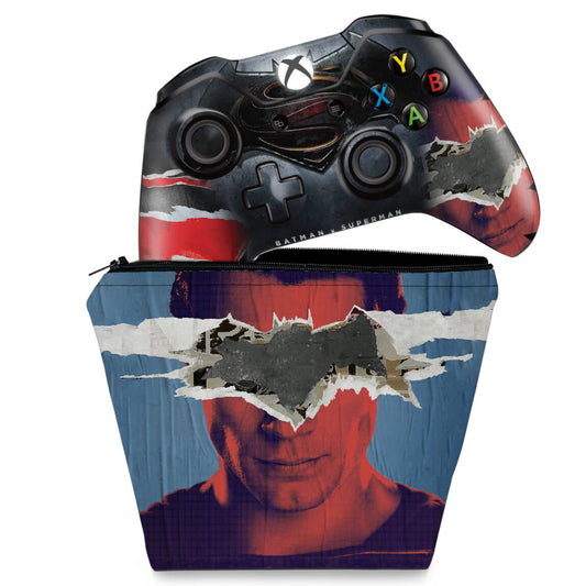 KIT Capa Case e Skin Anti-Rage Xbox One Fat Controle - Batman Vs Superman