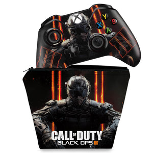 KIT Capa Case e Skin Anti-Rage Xbox One Fat Controle - Call of Duty Black Ops 3