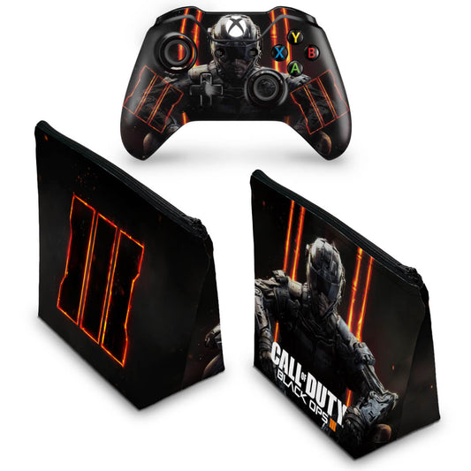 KIT Capa Case e Skin Anti-Rage Xbox One Fat Controle - Call of Duty Black Ops 3