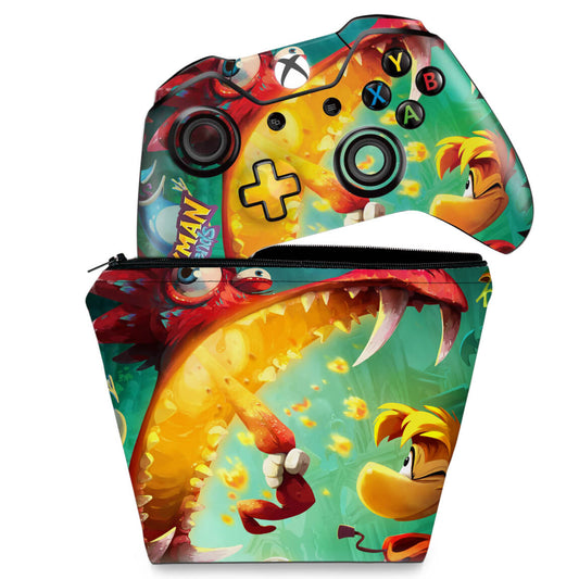 KIT Capa Case e Skin Anti-Rage Xbox One Fat Controle - Rayman Legends
