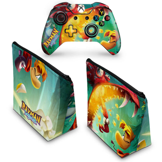 KIT Capa Case e Skin Anti-Rage Xbox One Fat Controle - Rayman Legends