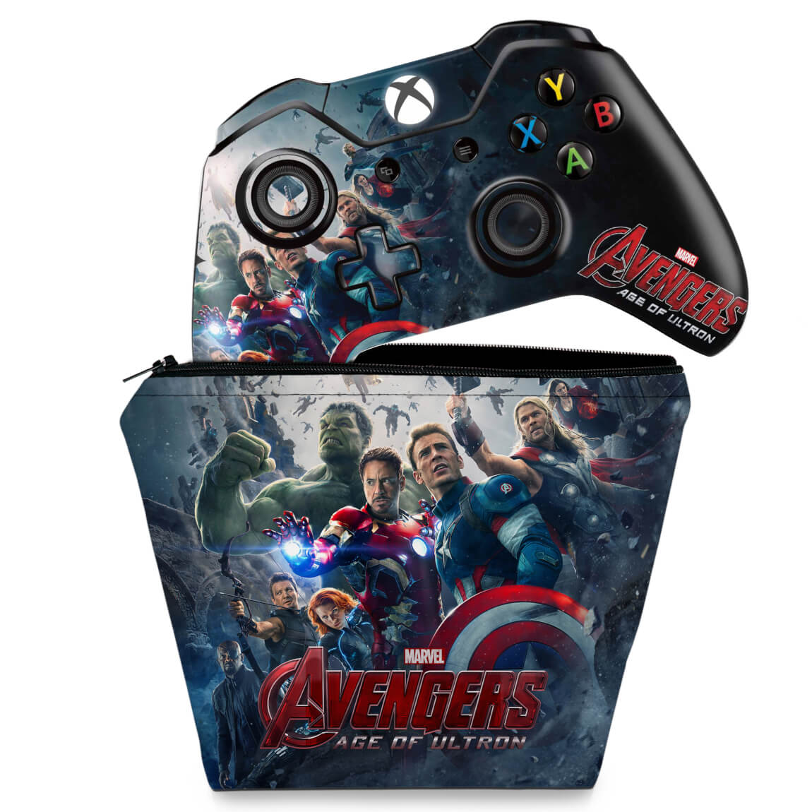 KIT Capa Case e Skin Anti-Rage Xbox One Fat Controle - Avengers - Age of Ultron