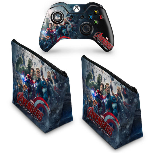 KIT Capa Case e Skin Anti-Rage Xbox One Fat Controle - Avengers - Age of Ultron