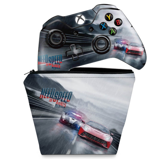 KIT Capa Case e Skin Anti-Rage Xbox One Fat Controle - Need for Speed Rivals