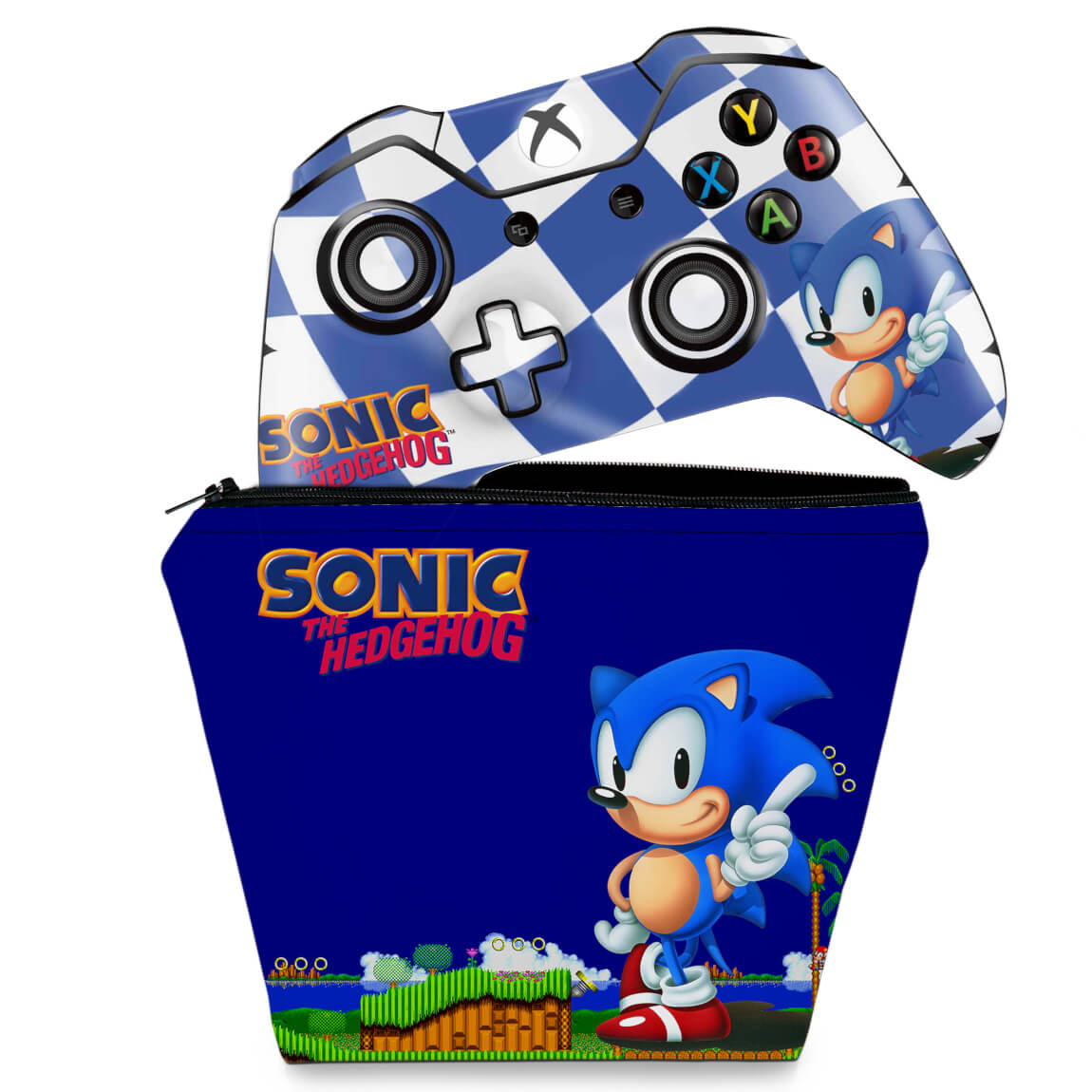 KIT Capa Case e Skin Anti-Rage Xbox One Fat Controle - Sonic The Hedgehog