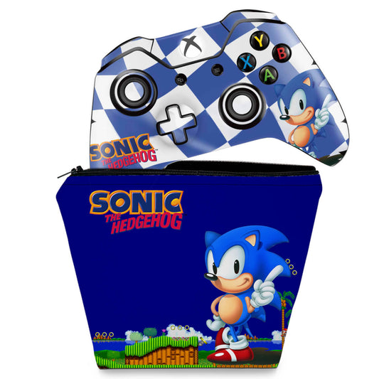 KIT Capa Case e Skin Anti-Rage Xbox One Fat Controle - Sonic The Hedgehog