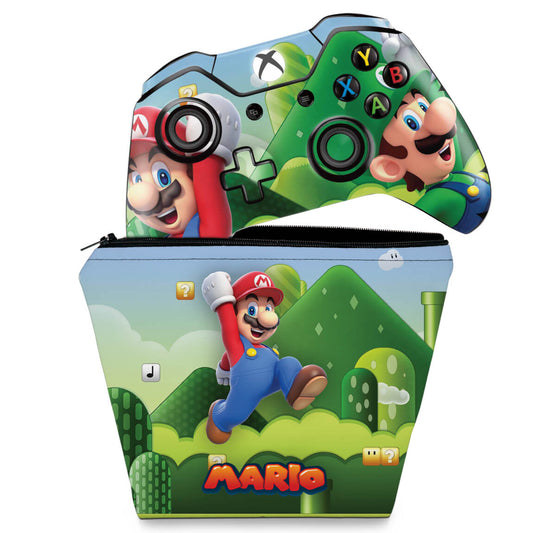 KIT Capa Case e Skin Anti-Rage Xbox One Fat Controle - Super Mario Bros