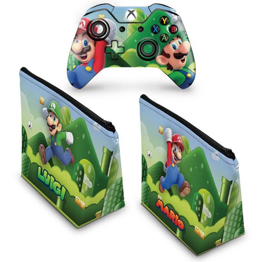 KIT Capa Case e Skin Anti-Rage Xbox One Fat Controle - Super Mario Bros
