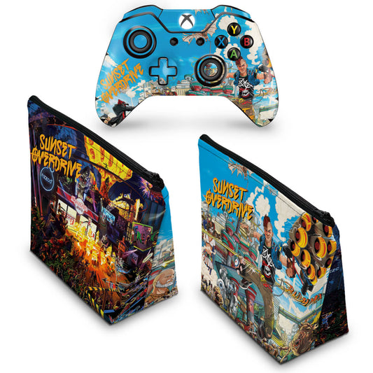 KIT Capa Case e Skin Anti-Rage Xbox One Fat Controle - Sunset Overdrive