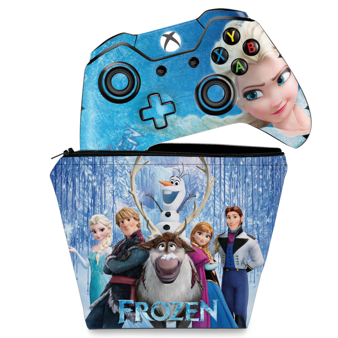 KIT Capa Case e Skin Anti-Rage Xbox One Fat Controle - Frozen