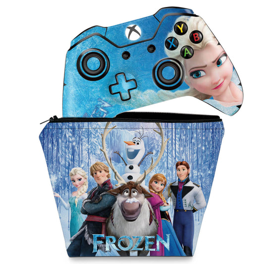 KIT Capa Case e Skin Anti-Rage Xbox One Fat Controle - Frozen