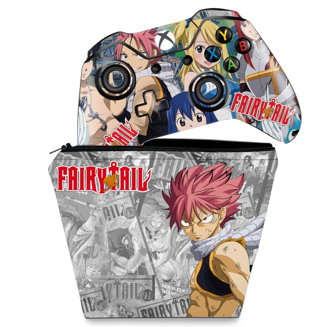 KIT Capa Case e Skin Anti-Rage Xbox One Fat Controle - Fairy Tail