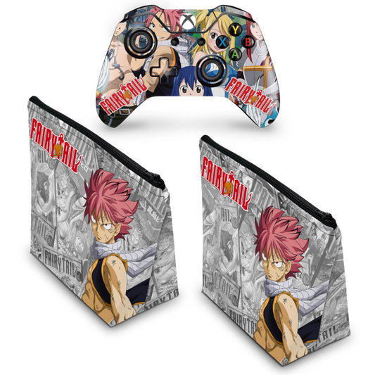 KIT Capa Case e Skin Anti-Rage Xbox One Fat Controle - Fairy Tail