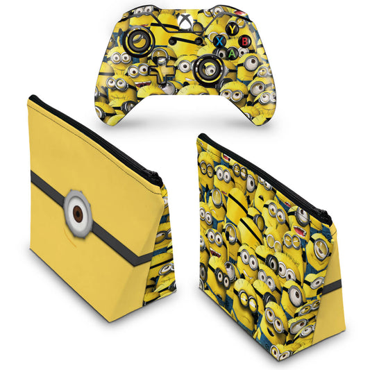 KIT Capa Case e Skin Anti-Rage Xbox One Fat Controle - Minions