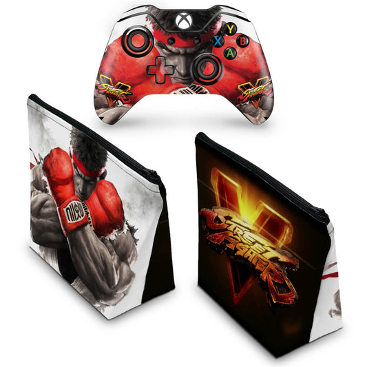 KIT Capa Case e Skin Anti-Rage Xbox One Fat Controle - Street Fighter V