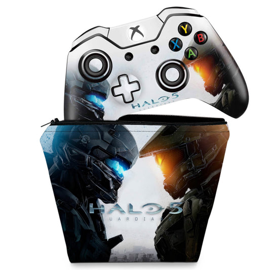 KIT Capa Case e Skin Anti-Rage Xbox One Fat Controle - Halo 5: Guardians #B