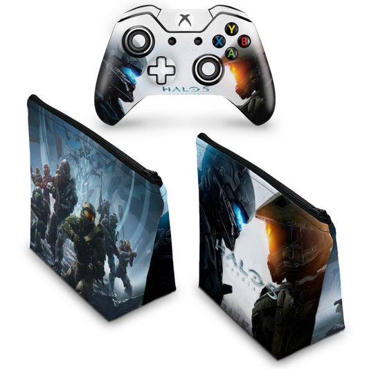 KIT Capa Case e Skin Anti-Rage Xbox One Fat Controle - Halo 5: Guardians #B
