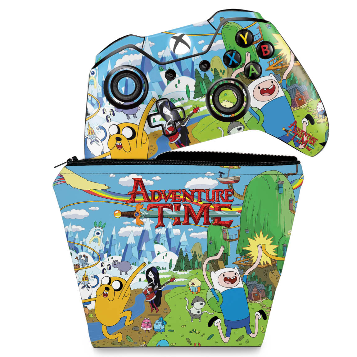 KIT Capa Case e Skin Anti-Rage Xbox One Fat Controle - Hora de Aventura